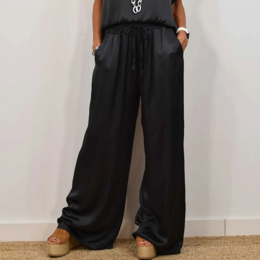 Nadine - Conjunto de Top de Seda e Calças Largas