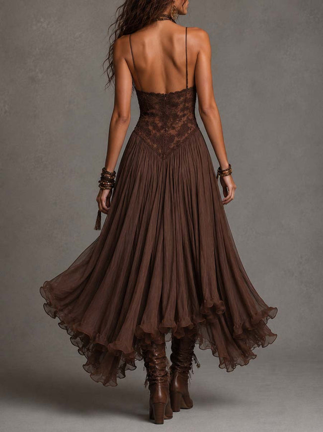 Gemma | Vestido maxi romântico com renda