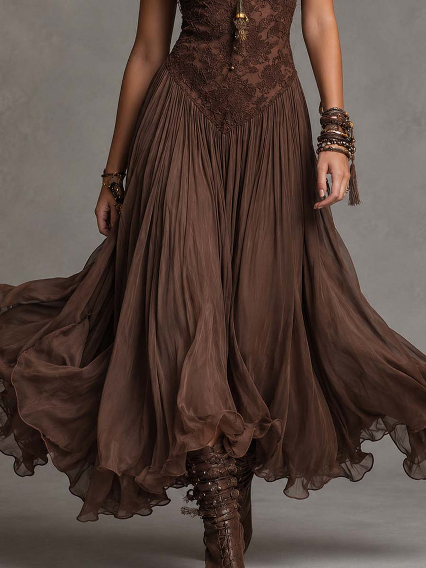 Letícia | Vestido maxi romântico com renda