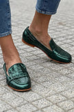 Clarisse - Mocassim de Textura de Crocodilo com Tira Frontal