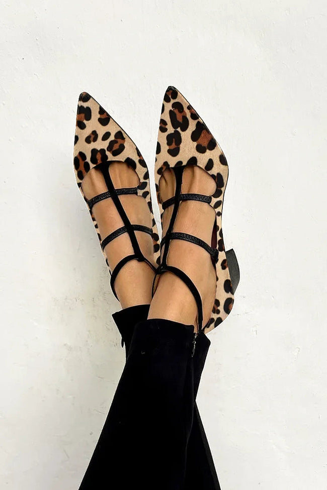 Sabrinas com estampado animal e tiras delicadas feminino