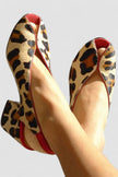 Sandálias com padrão leopardo feminino