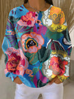 Ines — Camisola com padrão floral artístico