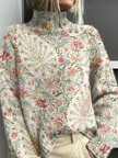 Colette — Camisola de gola alta com flores de inspiração vintage