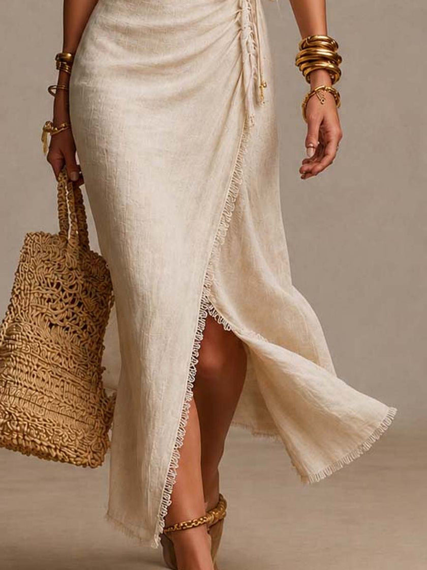 ALMA| Vestido midi com decote em V