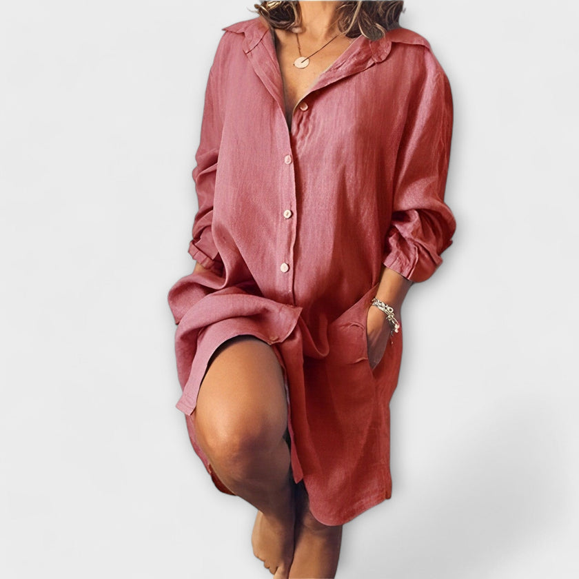 Blusa casual de linho feminino