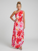 Vestido midi Taya de um ombro com corpo plissado