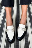 Willow - Mocassim Bicolor com Tira Frontal Metalizada