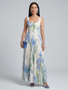 Vestido midi Ophelia floral sem mangas com decote quadrado