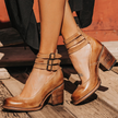 Sapatos de salto alto com tiras múltiplas e sola grossa feminino