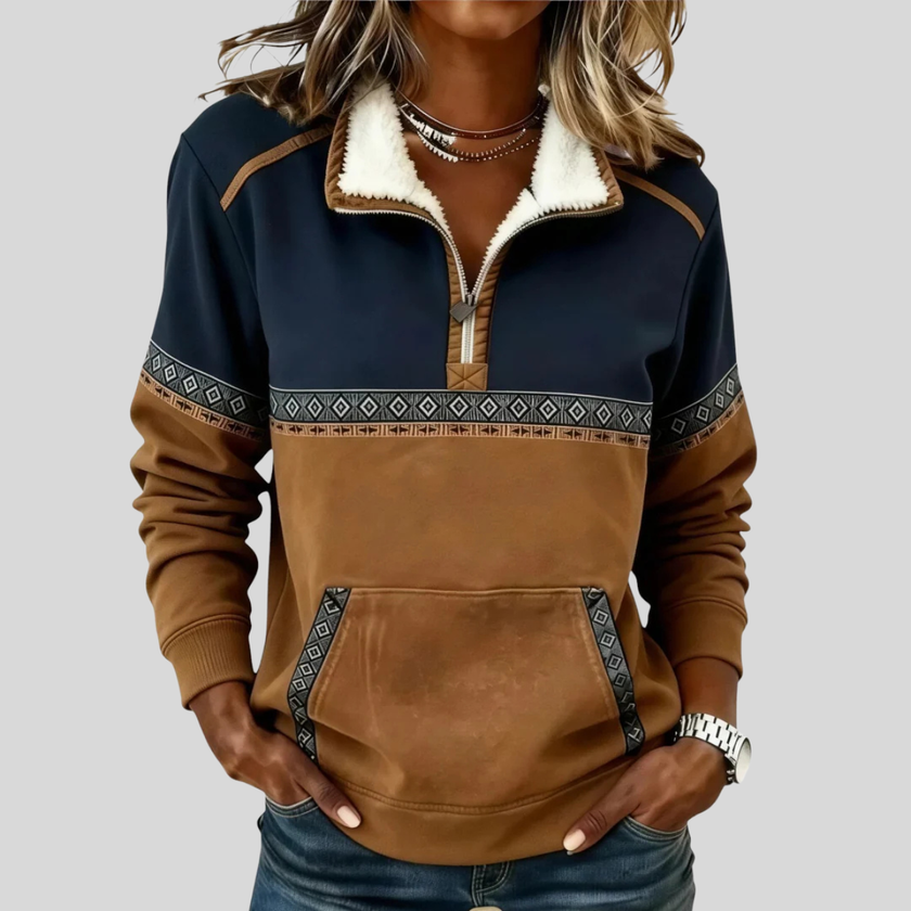 Alvette — Camisola de gola subida com meio fecho