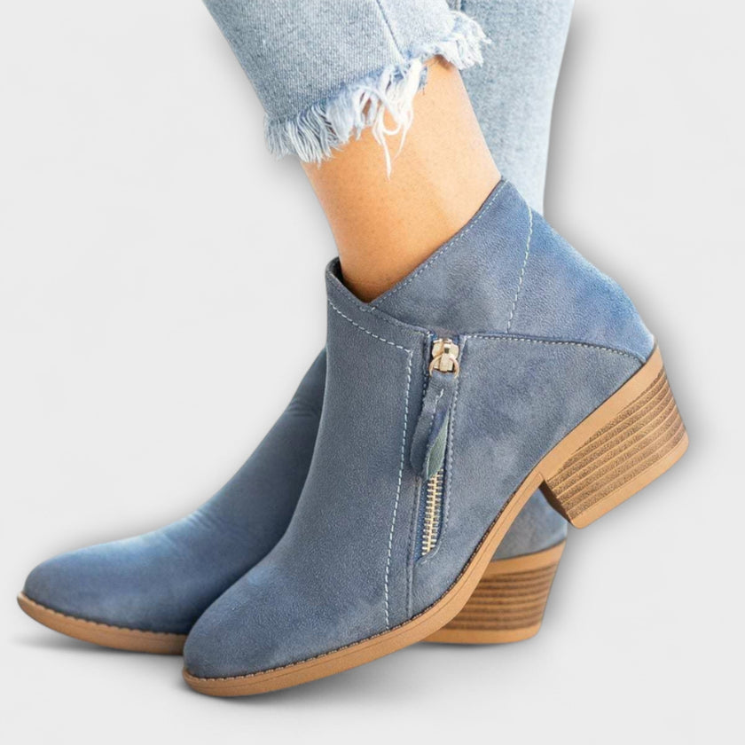 Natália – Botas de camurça com salto largo