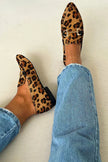 Gia - Mocassim de Leopardo com Bico Afilado e Bridão