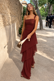 ELIA | Vestido longo assimétrico com volantes
