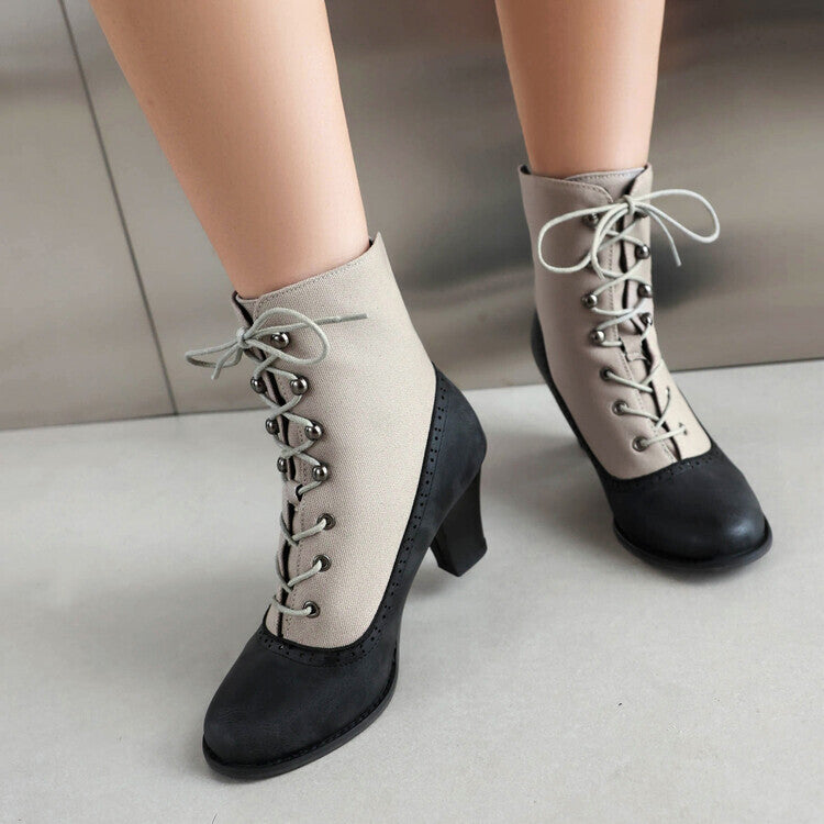 Solange – Botins retro com atacadores e salto