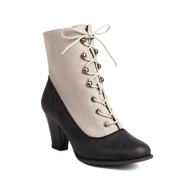Solange – Botins retro com atacadores e salto