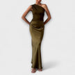 Vestido de cetim assimétrico feminino