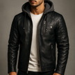 Toby | Casaco de Couro com Capuz