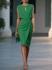 Helena | Vestido Midi Drapeado de Elegância Intemporal
