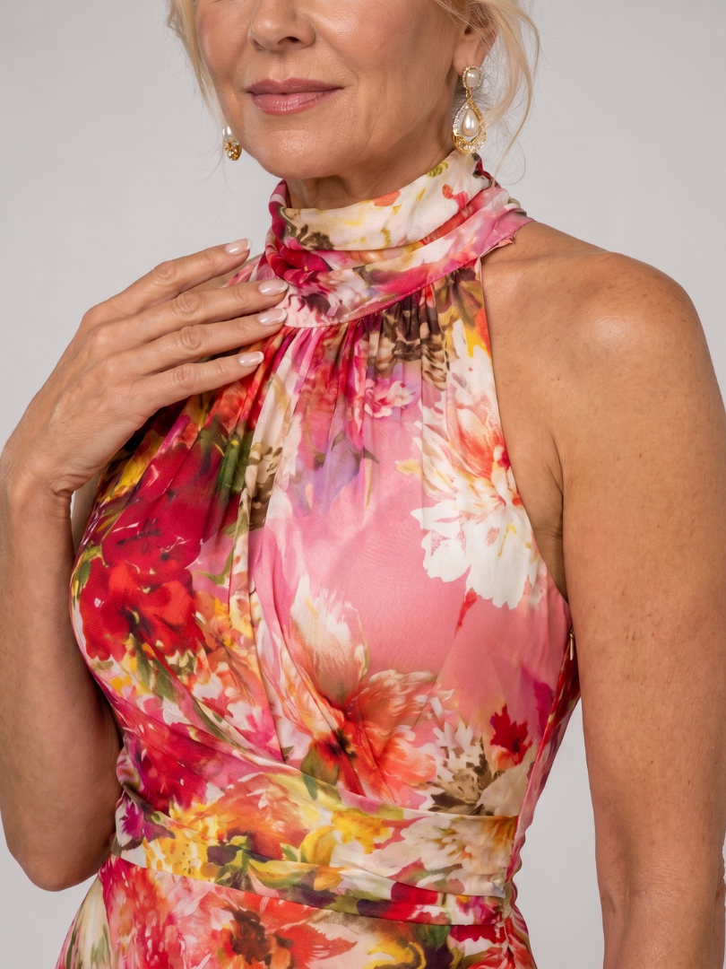 Vestido maxi Elisabetta floral com decote halter