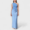 Vestido de cetim assimétrico feminino