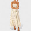 Vestido comprido às riscas feminino