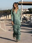 Carolina | Vestido Midi com Franjas em Camadas