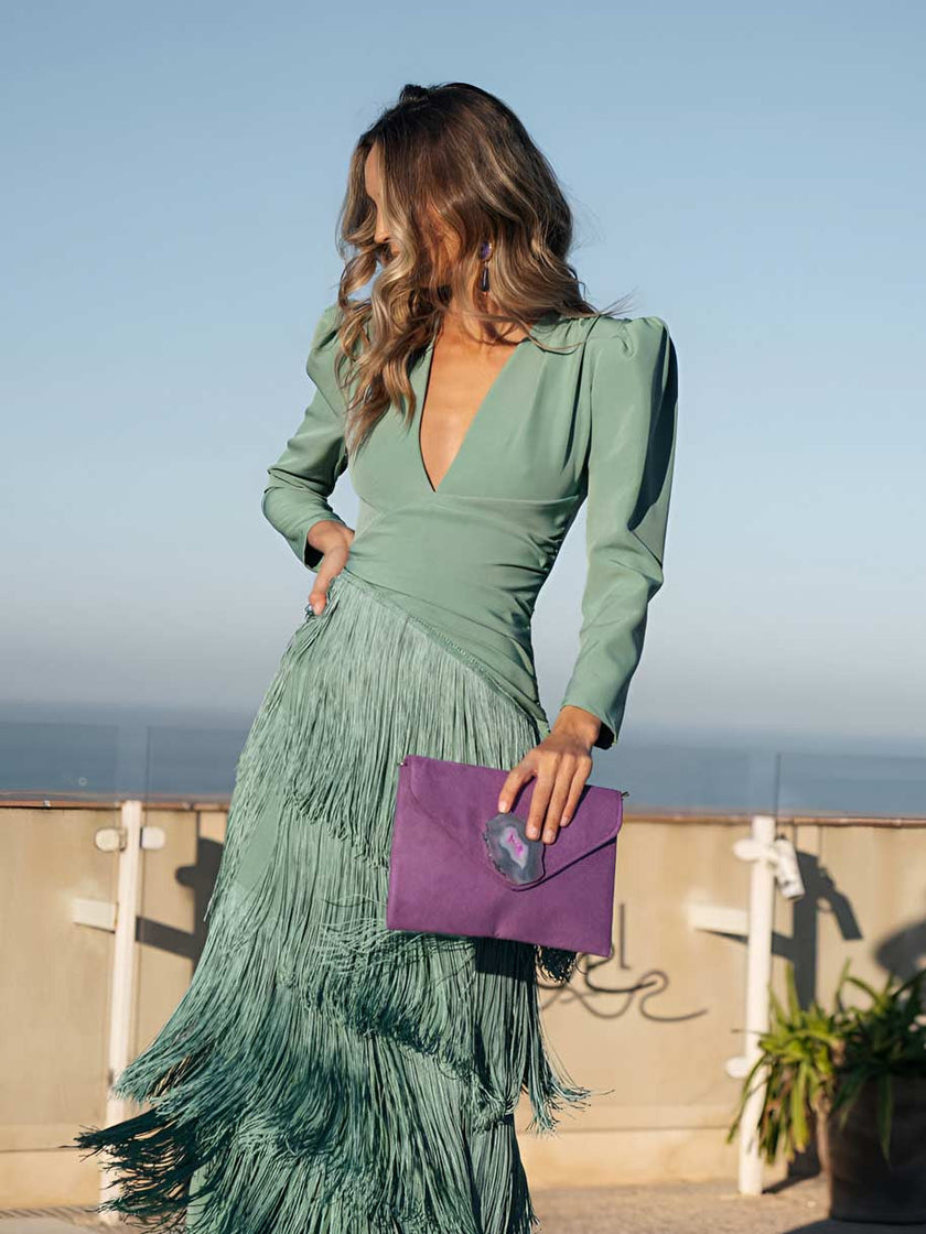 Carolina | Vestido Midi com Franjas em Camadas