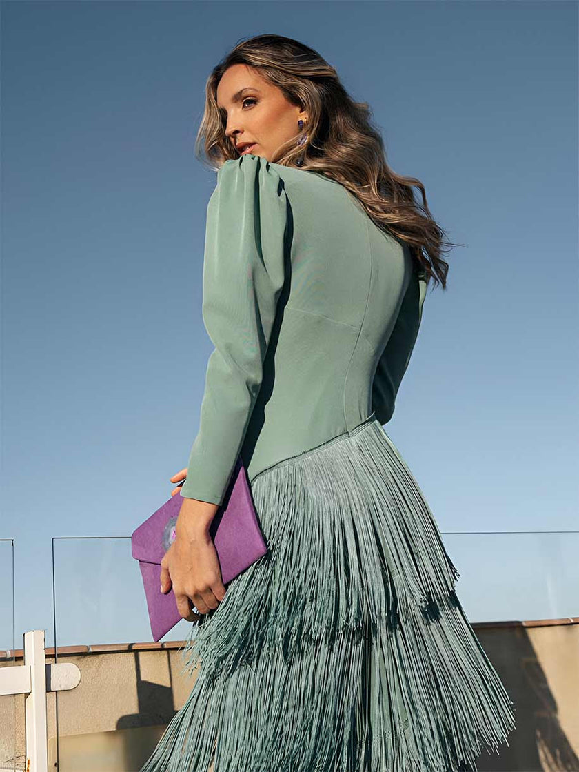 Carolina | Vestido Midi com Franjas em Camadas