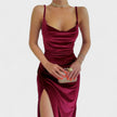 Vestido de veludo com fenda feminino