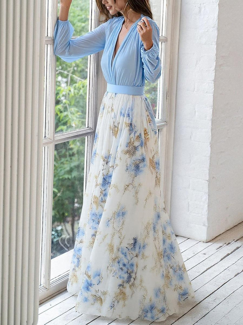 Gabriela | Vestido Maxi Floral com Decote em V