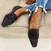 Elise - Mocassim Raso de Bico Quadrado com Tira Frontal