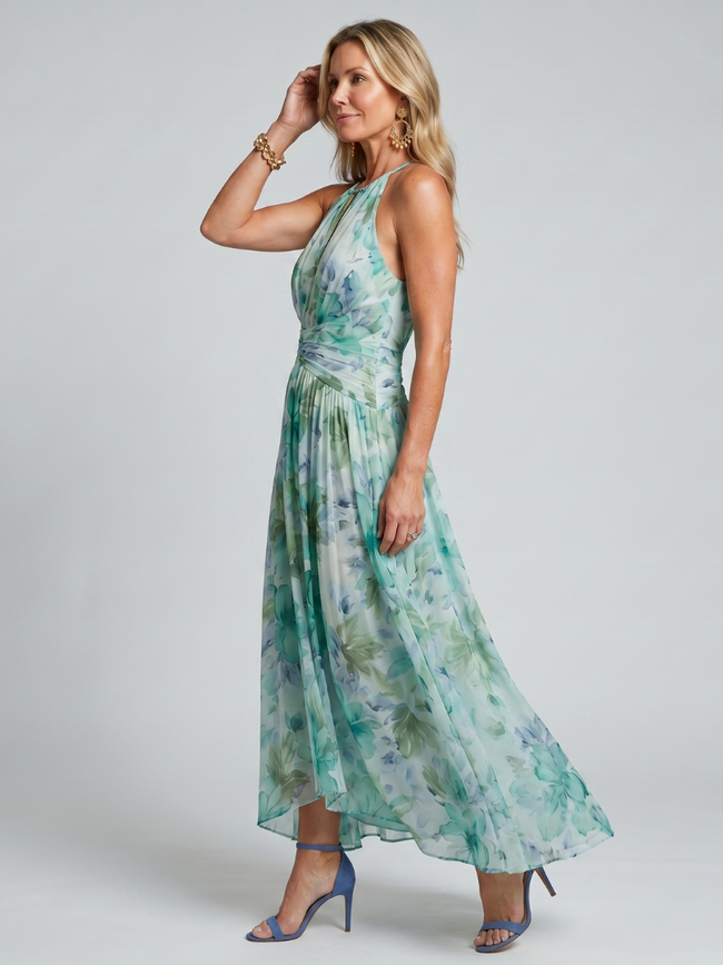 Laura | Vestido Maxi Halter de Movimento Fluido