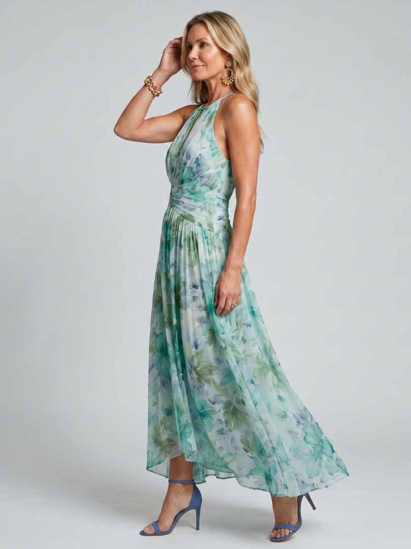 Laura | Vestido Maxi Halter de Movimento Fluido