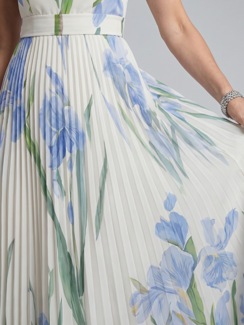 Vestido midi Ophelia floral sem mangas com decote quadrado