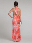 Vestido maxi Coraline halter com padrão estampado