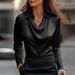 Blusa de Cetim Luxuosa com Decote Suave feminino