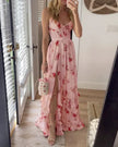 Vestido midi padrão floral feminino