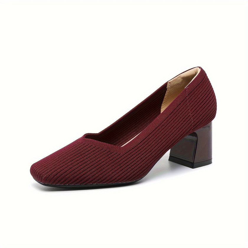 Mirela – Sapatos de salto bloco com linhas minimalistas
