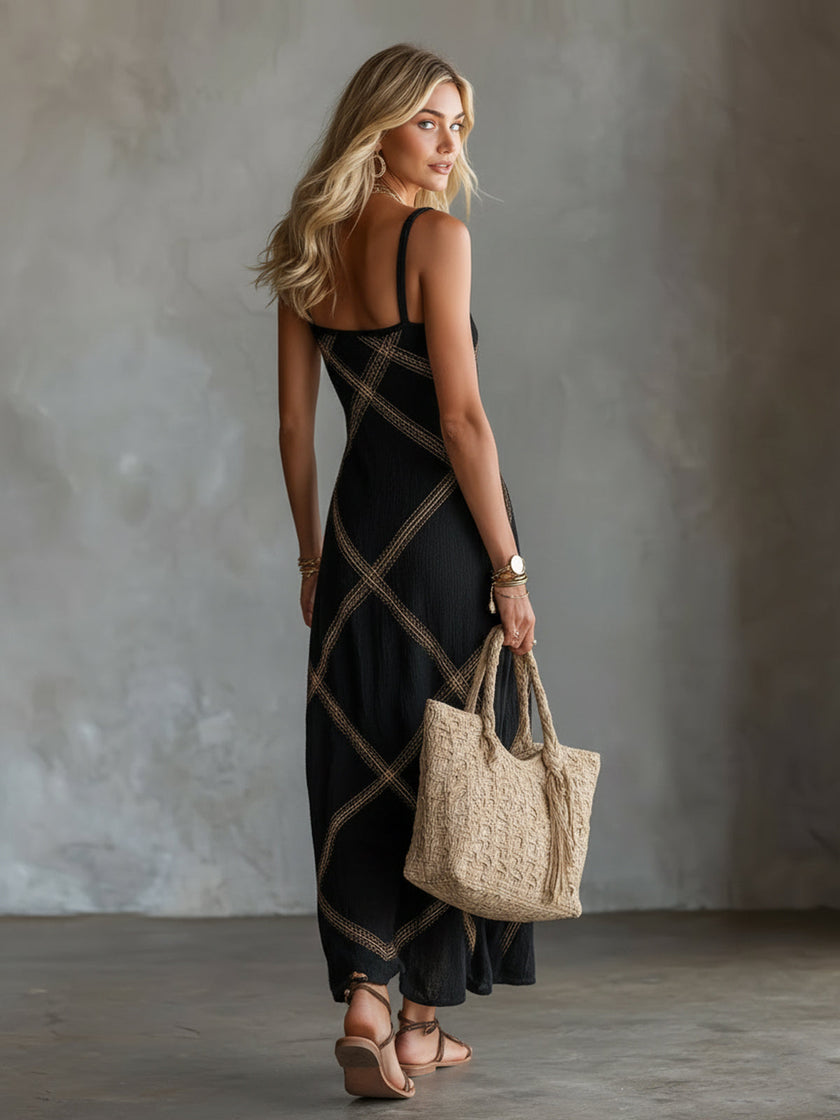 Marcella | Vestido maxi de padrão geométrico