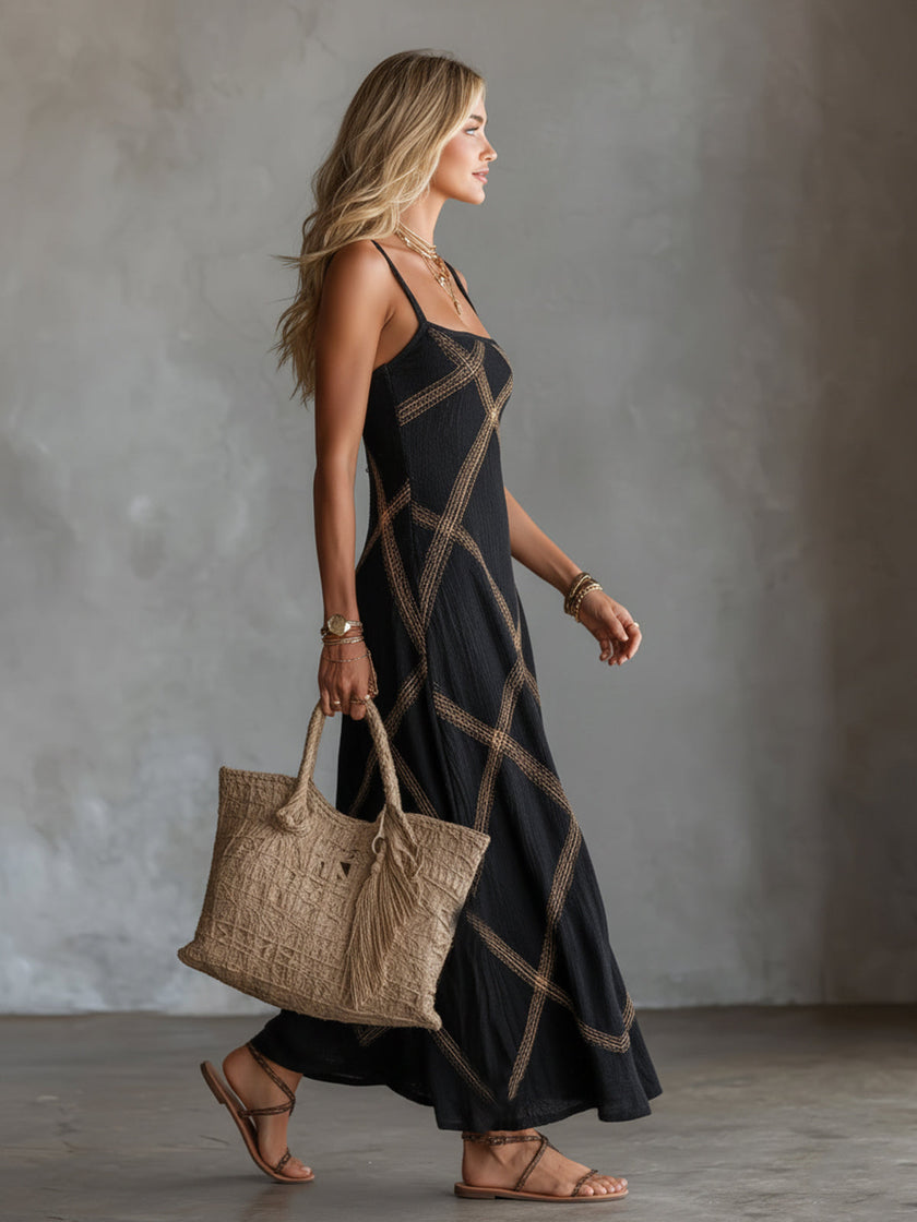 Marcella | Vestido maxi de padrão geométrico