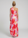 Vestido midi Taya de um ombro com corpo plissado
