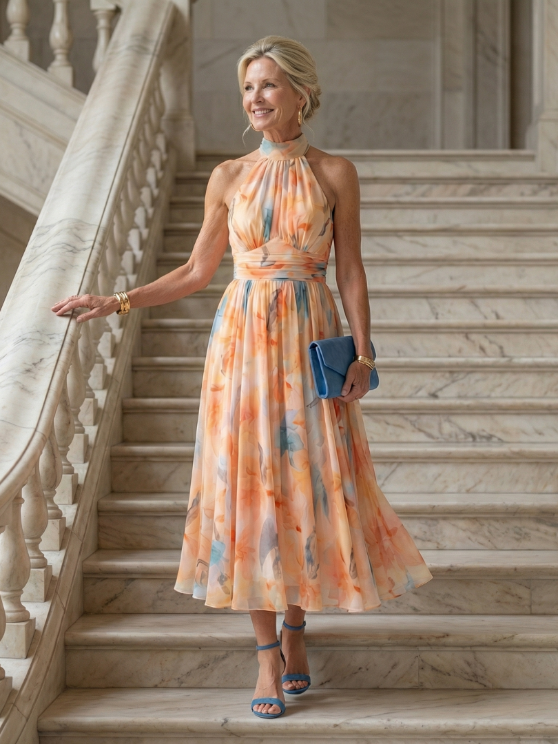 Vestido midi Elin halter suave