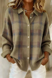 Taylor | Cardigan de malha aos quadrados em castanho