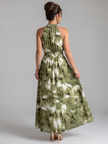 Vestido midi Olivia estampado com cintura franzida