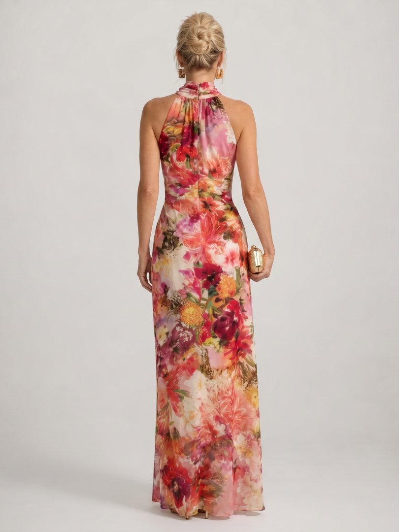 Vestido maxi Elisabetta floral com decote halter