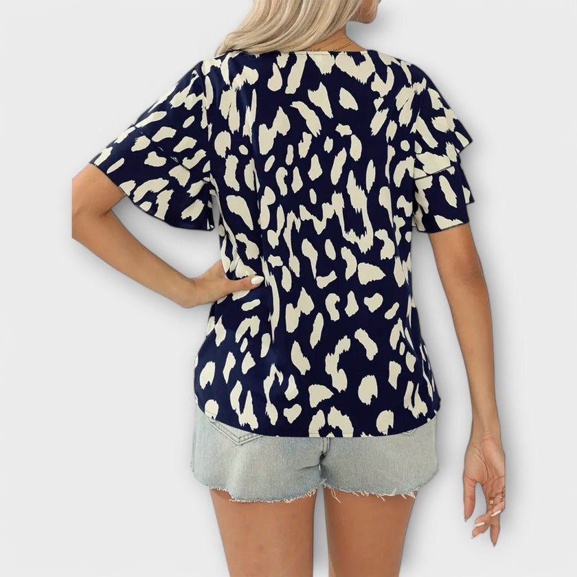 Blusa casual com decote redondo feminino