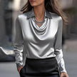 Blusa de Cetim Luxuosa com Decote Suave feminino