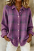Rebecca | Cardigan xadrez roxo de corte descontraído