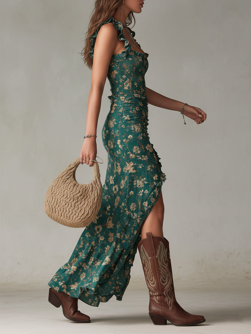 Daniela | Vestido Maxi Boémio com Mangas Balão